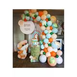 Pazariz Tilki Konsept Renklerinde Pastel Somon Mavi Turuncu Metalik Koyu Yeşil Renklerinde Balon Zincir