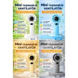 Pazariz Türbin El Fanı Vantilatör Taşınabilir Turbo El Fanı Dijital Göstergeli Stand Özellikli Kancalı Type-C Şarj Soketi 1200 Mah 120 Kademeli M11 Md. Askı Kayışı Hediyeli - Mavi