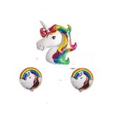 Pazariz Unicorn At Şeklinde Folyo Balon Seti - Tek Boynuzlu At