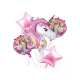 Pazariz Unicorn Folyo Balon Seti Pembe 5 Li Set Gn