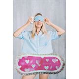 Pazariz Uyku Göz Bandı Maskesi Işık Önleyici Gözlük Maske Bant Eye Mask Pembe Kalp (1Adet)