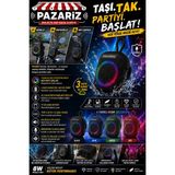 Pazariz Wıreless Bluetooth Portable Speaker BS-296 8W Rgb Kablosuz Hoparlör Scooter ve Bisiklet Uyumlu Bluetooth Hoparlör Taşınabilir Şarjlı Rgb Işıklı 1800 Mah Ipx7 Su Geçirmezlik Dış Mekan Hoparlör - Siyah