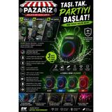 Pazariz Wıreless Bluetooth Portable Speaker BS-296 8W Rgb Kablosuz Hoparlör Scooter ve Bisiklet Uyumlu Bluetooth Hoparlör Taşınabilir Şarjlı Rgb Işıklı 1800 Mah Ipx7 Su Geçirmezlik Dış Mekan Hoparlör - Yeşil