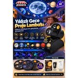 Pazariz Yıldızlı Gece Proje Lambası 15 Sahne Hd LED Yıldız Projektör USB Şarjlı Ay Gezegen Dünya Takımyıldız Projeksiyon Gece Lambası Dekoratif Masa Lambası 15 Film Diskli Salon Yatak Odası Aydınlatma - Siyah