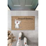 Pazarova Sevimli Kedi Hoşgeldin Yazılı Dekoratif Kapı Önü Paspası 70x45 Cm