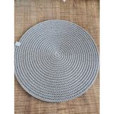 Pazarsen 6'lı Jüt Hasır Supla Takımı-Modern Sofra Sunum Seti - 32 x 32 cm - Antrasit - Gri