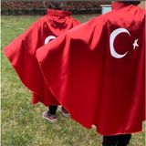 Pazarsen Kırmızı Bayrak Pelerin - 7 - 9 Yaş