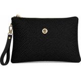 Pazarvia Shop Dokuma Hasır Desenli Clutch Çanta - --Siyah