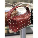 Pazarvia Shop Zımbalı Deri El ve Çarpraz Çanta - 508-Bordo