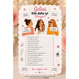 P&B COLLECTION WORKSHOP 10 adet Gelini kim daha iyi tanıyor kartı, Bekarlığa veda partisi, Bride to be, Bride, Eğlence kartı, oyun kartı