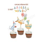 P&B COLLECTION WORKSHOP Dinazor Konseptli Cupcake Süsü Kürdanlı kalın kağıt