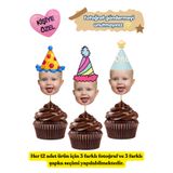P&B COLLECTION WORKSHOP Fotoğraflı Kürdan Süsü Kişiye Özel Doğum Günü Cupcake Pasta Süsü Kürdan Süslemesi Parti Dekor (12 Adet)
