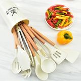 Pba Içermeyen Kayın Ağacı 11 Parça Silikon Uçlu Mutfak Seti Kaşık Kepçe Seti Full Set
