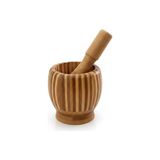 PBT-409 Doğal Bambu Havan - Sarımsak Döveceği Ahşap Sarımsak Ezici Havan Döveç