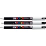 Pc-1mr Uni Beyaz Boya Marker Kalemler Ultra Ince 0,7 mm Kalibre Uç Ucu Her Yüzeye Yazılır Kumaş Cam Taş Metal Ahşap Plastik (3'lü Paket)