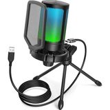 Pc Oyun Mikrofonu, USB Mikrofon, Yayın Podcast Stüdyosu Için, Mikrofon Standı ve Sessize Alma Tuşlu, Ps4 Ps5 Mac Için