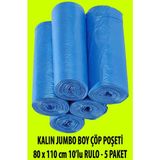 PC Premium Center Kalın Jumbo Boy Çöp Poşeti 80 x 110 cm 10'lu Rulo - 5 Paket