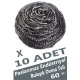 Pc Premium Center Paslanmaz Çelik Endüstriyel Bulaşık Ovma Teli 10 Adet ( 60 gr )