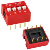 Pcb Tip 4'Lü Kırmızı Dıp Switch 2.54Mm Pin Aralıklı Devre Anahtarı