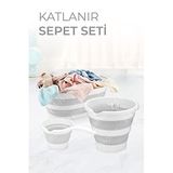 PD-Home Katlanır Sepet, Kova ve Maşrapa Seti Gri