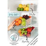 Pd Home Kırılmaya Karşı Dayanıklı Buzdolabı Düzenleyici 3'lü Set Şeffaf Materyal ile Pratik Kullanım