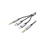 PDAteknoloji 3in1 Type-C, Lighting ile Uyumlu to 3.5mm Örgülü Aux Kablosu 1m MT2811 (Tak Çalıştır)