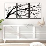 Pduoduo 3'lü Set Büyük Hayat Ağacı Duvar Dekoratif, Metal Duvar Dekoru, Ağaç Tabelası, Daldaki Kuşlar Ev Bahçe Ofis İç Mekan Dış Mekan için Metal Heykel (39,9 x 89,9 cm)