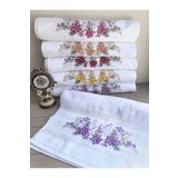 Peacock 6 Adet 3 Boyutlu Nakışlı , %100 Pamuk El & Yüz Havlusu 50 X 90 (2600GR)