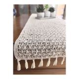 Peacock Tül Dantel Örgü Runner Keten Görünümlü Pamuklu 35X140cm
