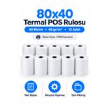 PEAKPACK 80x40 Termal Pos Rulosu 40 Metre – Geniş Ebat, Uzun Metraj Fiş Kağıdı (48 gr/m²) 10 Adet