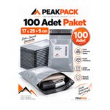 PEAKPACK Cepli Gri Kargo Poşeti 17x25+5 cm 100 Adet Kendinden Yapışkanlı