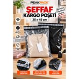 PEAKPACK Şeffaf Kargo Poşeti 35x45 cm Siyah Arka Yüz Kendinden Yapışkanlı 100 Adet Paketleme Poşeti