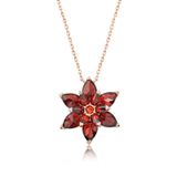 Peanelife 925 Ayar Rose Kırmızı Lotus Çiçeği Unisex Gümüş Kolye