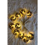 Peanelife Ramazan Ay Yıldız Figürlü Pilli Dekoratif LED Işık Zinciri 2 Metre 10 LED Çift Modlu