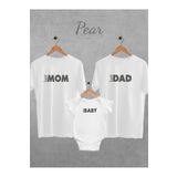 Pear Wear Best Mom Dad Baby Baskılı 3'lü Takım Anne Baba Bebek Zıbın Oversize T-shirt Body