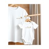 Pear Wear Croissant Baskılı 2'li Kombin Takım Anne Kız Anne Oğul Oversize T-Shirt Anne Bebek Body