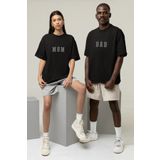 Pear Wear Mom Dad Baskılı Çift Takım Tişört Siyah Beyaz Oversize Anne Baba Couple Sevgili T-shirt