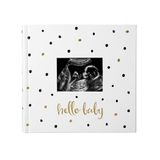 Pearhead Hello Baby Fotoğraf Albümü, Yeni ve Bekleyen Ebeveynler için Bebek Kitabı Hatırası, Cinsiyetsiz Bebek Aksesuarı, 200 Fotoğraf Tutar, Siyah ve Altın Puantiyeli