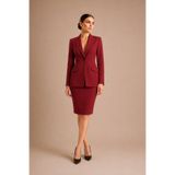 PEARL Bordo Blazer Ceket Etek Takım - Kadın Ofis Şık Takım Elbise Business Casual Zarif Moda Trend