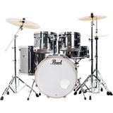 Pearl EXX725BR/C21 Export Exx Smokey Chrome 5 Parça (22B/12T/13T/16F/14S) Aksamlı ve Zilli Akustik Davul Seti - Siyah