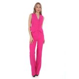 PEARL Fuşya Krep Slim Fit Yelek Pantolon Takım - Özel Davet, Ofis İçin Şık Kombin Fuşya 42