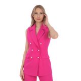 PEARL Fuşya Slim Fit Krep Inci Düğmeli Trendy Kruvaze Yelek - En Şık, Rahat Ve Çok Yönlü Tasarımı FUŞYA 42