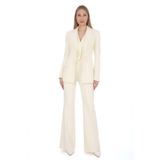 PEARL Siyah Krep Slim Fit Yelek Pantolon Takım - Özel Davet, Ofis İçin Şık Kombin AÇIK KREM 38