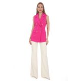 PEARL Slim Fit Krep Inci Düğmeli Kruvaze Yelek Pantolon Takım