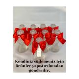 Pearl Star (40 ADET) Kendin Süsle|Pırlanta Boş Kolonya Şişesi 50cc(Kırmızı Kurdele-İnci-Etiket-Tıpa-Kapak)