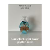 Pearl Star (50 ADET) Mavi Çiçekli Etiketli Mika Plastik İstiridye Boş Kolonya Şişesi (40ml | Tıpa+Kapak)