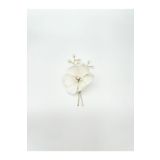Pearly Handmade Beyaz Çiçek Gold Firkete Topuz Tokası