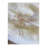 Pearly Handmade (H)Pembe Kristal Gold Toka Firkete Düğün Kına Nişan Nikah Gelin Tokası Topuz Tokası