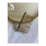 Pearly Handmade Yeşil Kristal Gold Tarak Toka
