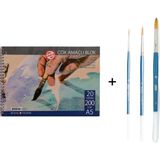 Pebeo 111 Sentetik Yuvarlak Uçlu Suluboya Fırça Seti ve Talens Defter A5 200GR - Karışık-Çok Renkli - standart